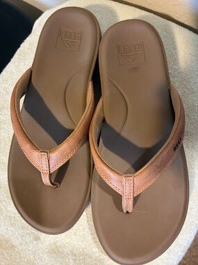 Reef Brown Leather-Style Thong Sandals